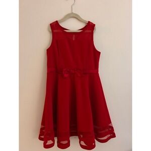 Calvin Klein Red Sleeveless Sheath Bow Dress Girls Size 12 Valentines Day